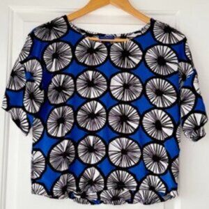 Marimekko x Target Appelsiini Boxy Crop Top – Blue Print, Size S